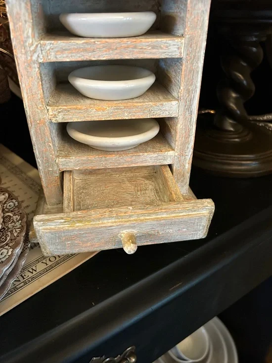 Chippy Wooden Butter Pat Display Cabinet - Picture 3 of 10